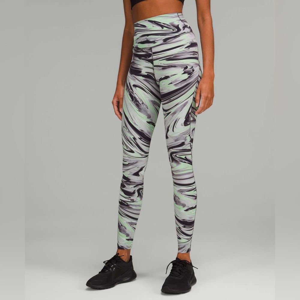 Lululemon Base Pace High-Rise Running Tight 28" Size 14 Green Black Running